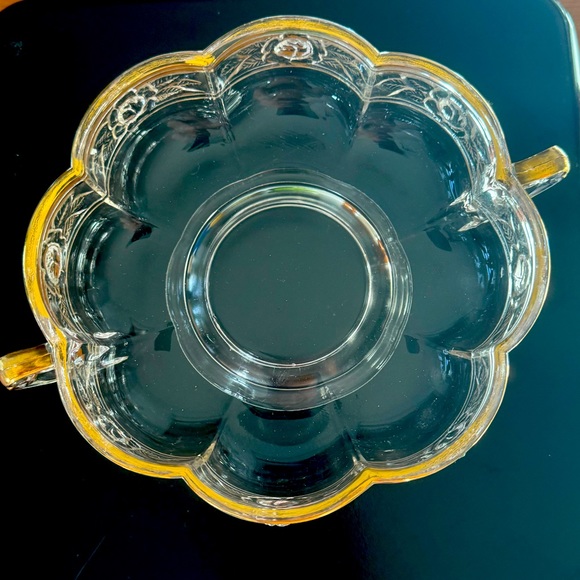 1950s Jeanette Glass Aztec Rose Two-Handled Candy Dish - Picture 2 of 6